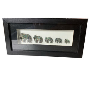 Unbranded Elephant Figurines in Black shadow box Frame